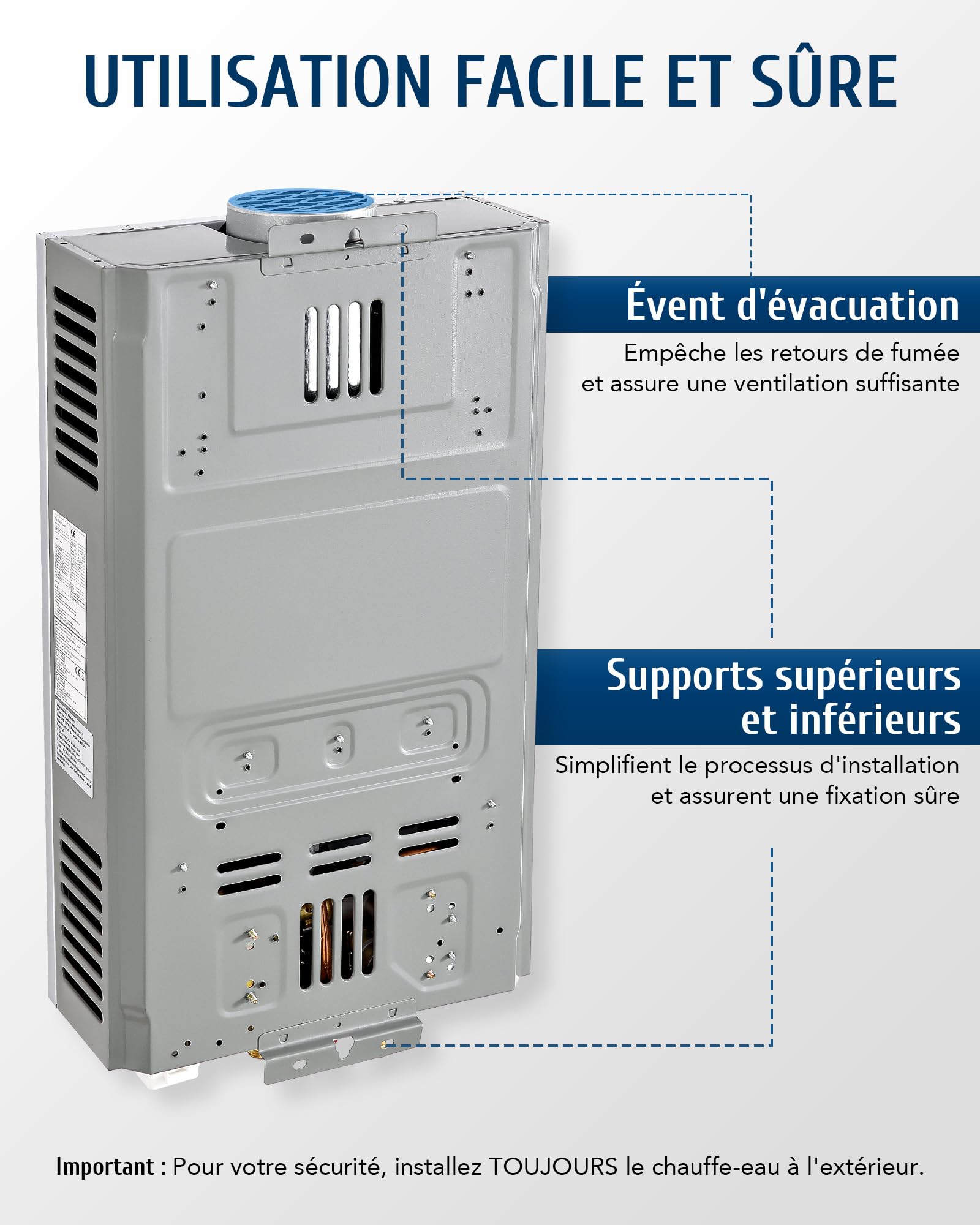 CO-Z Chauffe-Eau à Gaz Instantané 12LPM 20,4kW LPG GPL au Butane Propane avec Modes Hiver et Eté Sans Réservoir en Acier Inoxydable CE Certifié Portable pour Maison Camping Caravane