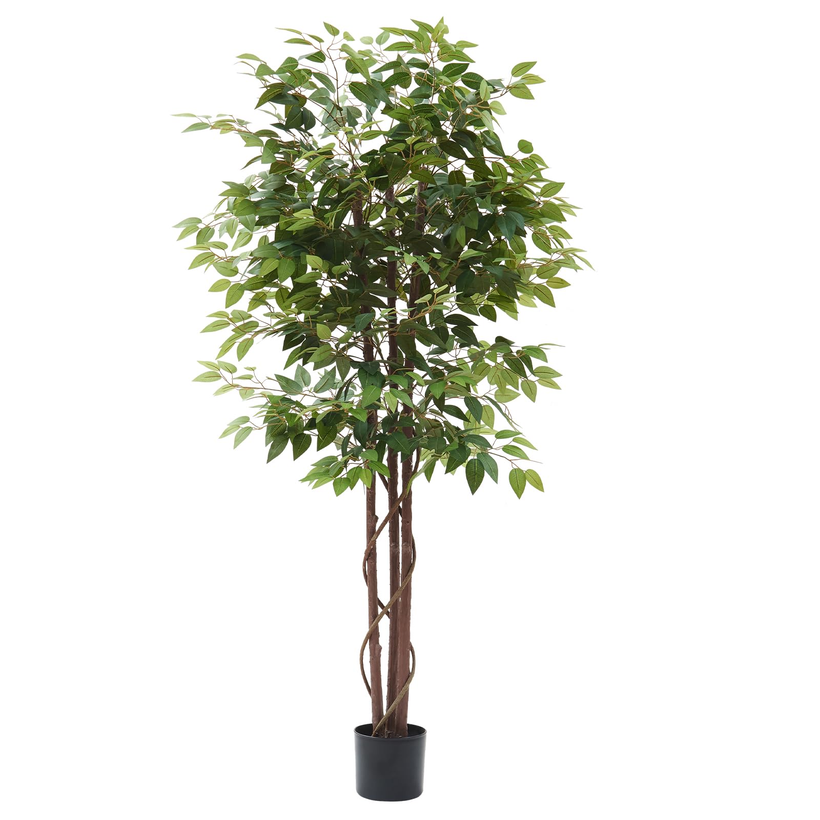 Panana 6FT Artificial Trees with Natural Curved Trunks,180cm Tall Green Plants Artificial Ficus Tree for Home Office Decor