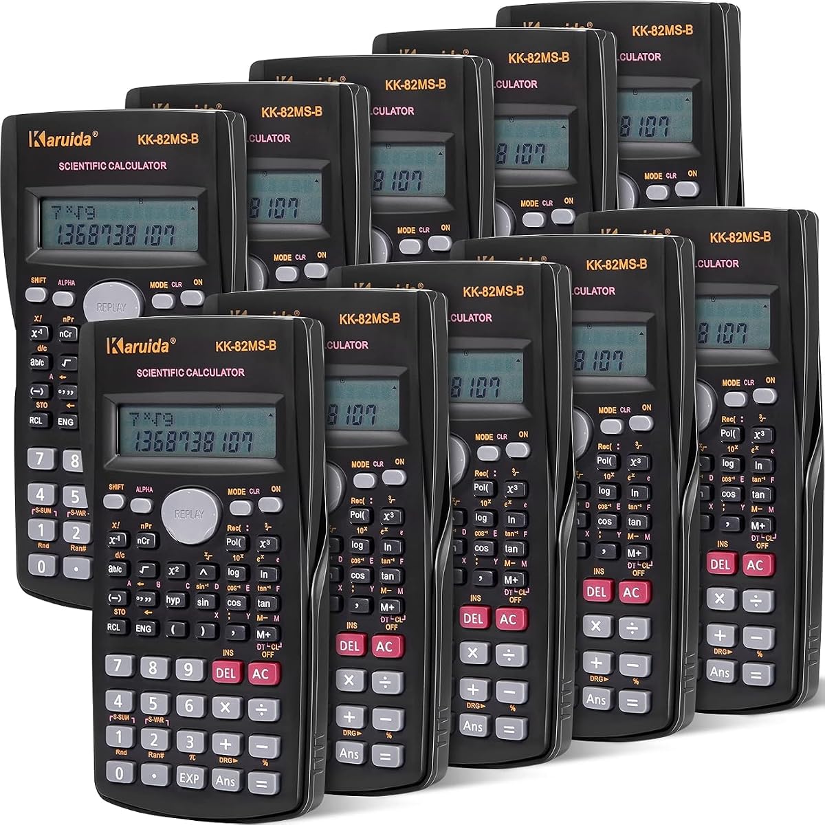 10 Piezas Calculadora Científica de Ingeniería de 2 Líneas Calculadora Matemática de Función a Granel Pantalla Grande para Estudiante Maestro Aula Escuela Secundaria Escuela Universitaria, Pilas AAA Incluidas