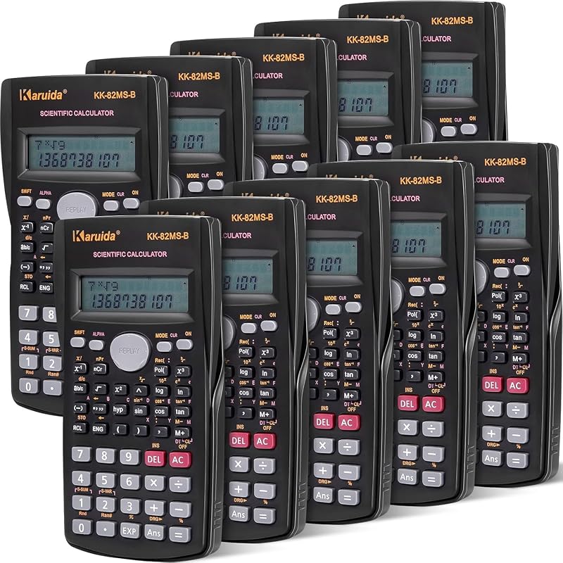 10 Piezas Calculadora Científica de Ingeniería de 2 Líneas Calculadora Matemática de Función a Granel Pantalla Grande para Estudiante Maestro Aula Escuela Secundaria Escuela Universitaria, Pilas AAA Incluidas