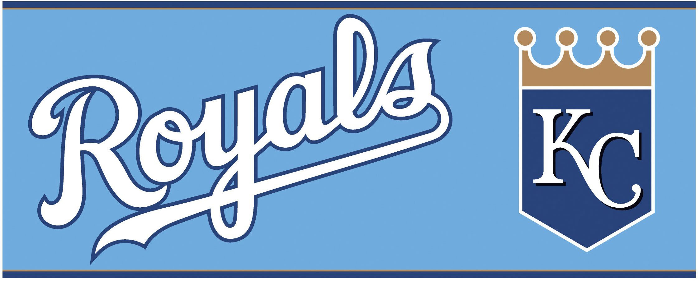 Cenefa Kansas City Royals papel preencolado lavable azul celeste y oro York Wallcoverings