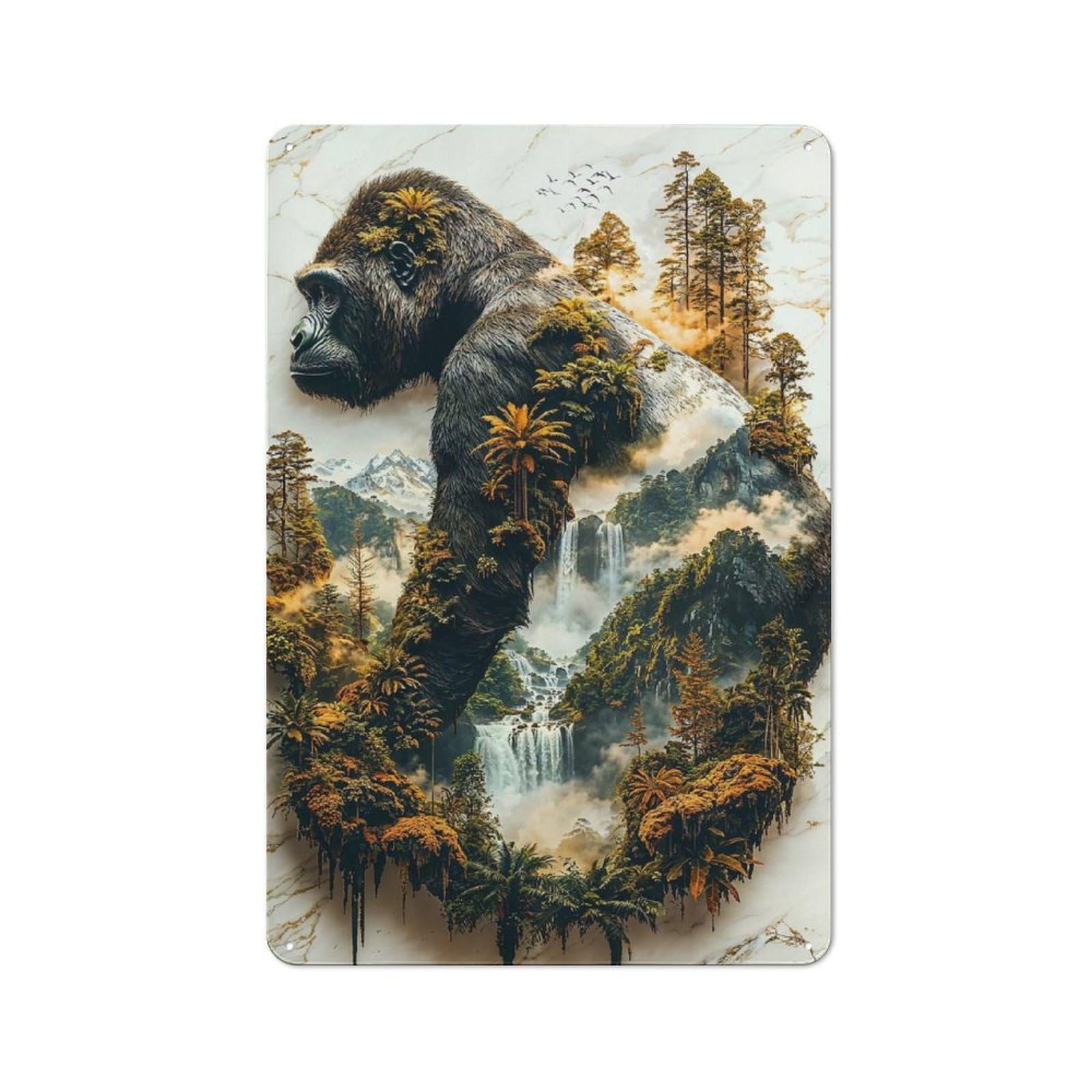 Junmoney The Gorillas Verdant Reign Vintage Tin Sign 30X20cm With For Kitchen Or Home Bar, For Retro Home Interiors, For Cafés, Pubs And Restaurants