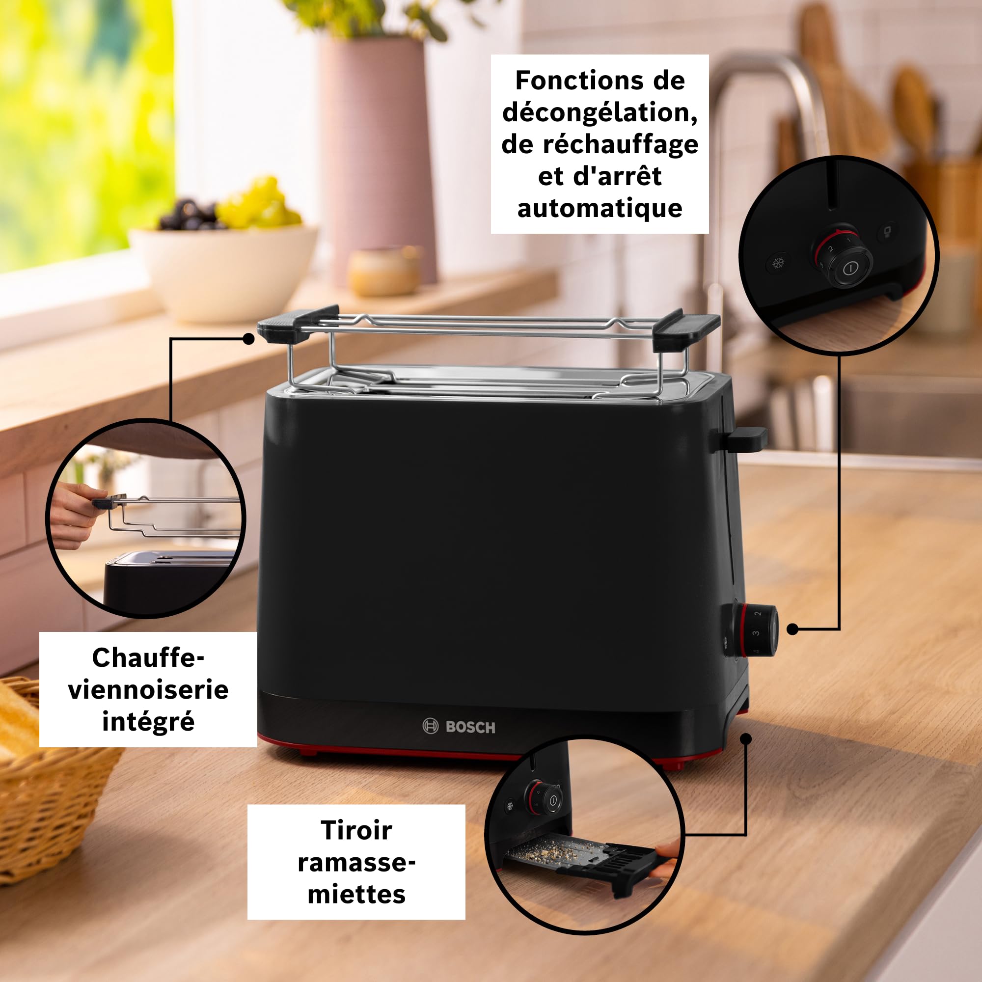 Bosch TAT3M123 MyMoment - Grille-pain,Arrêt automatique