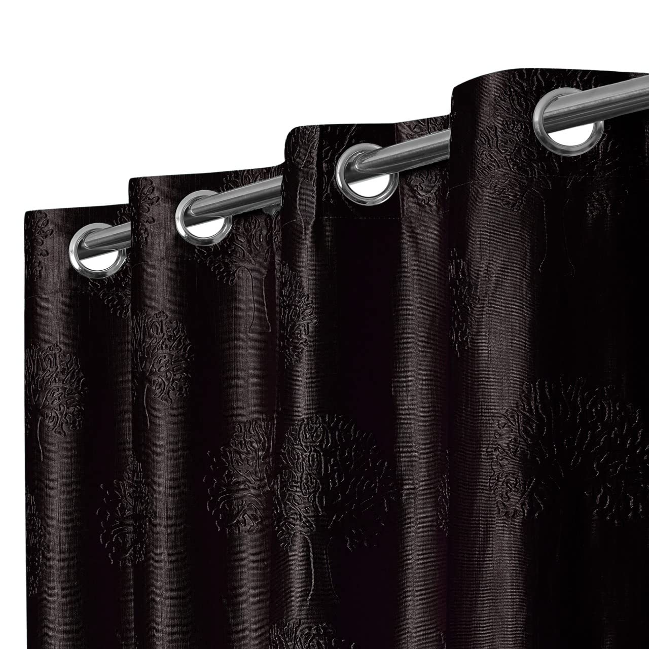 - Polyester Tree Punch Window Plain Room Darkening Thermal Insulated Window Door Curtains Parde for Bedroom, Living Room, 5 Feet Long, Coffee, Set of 3
