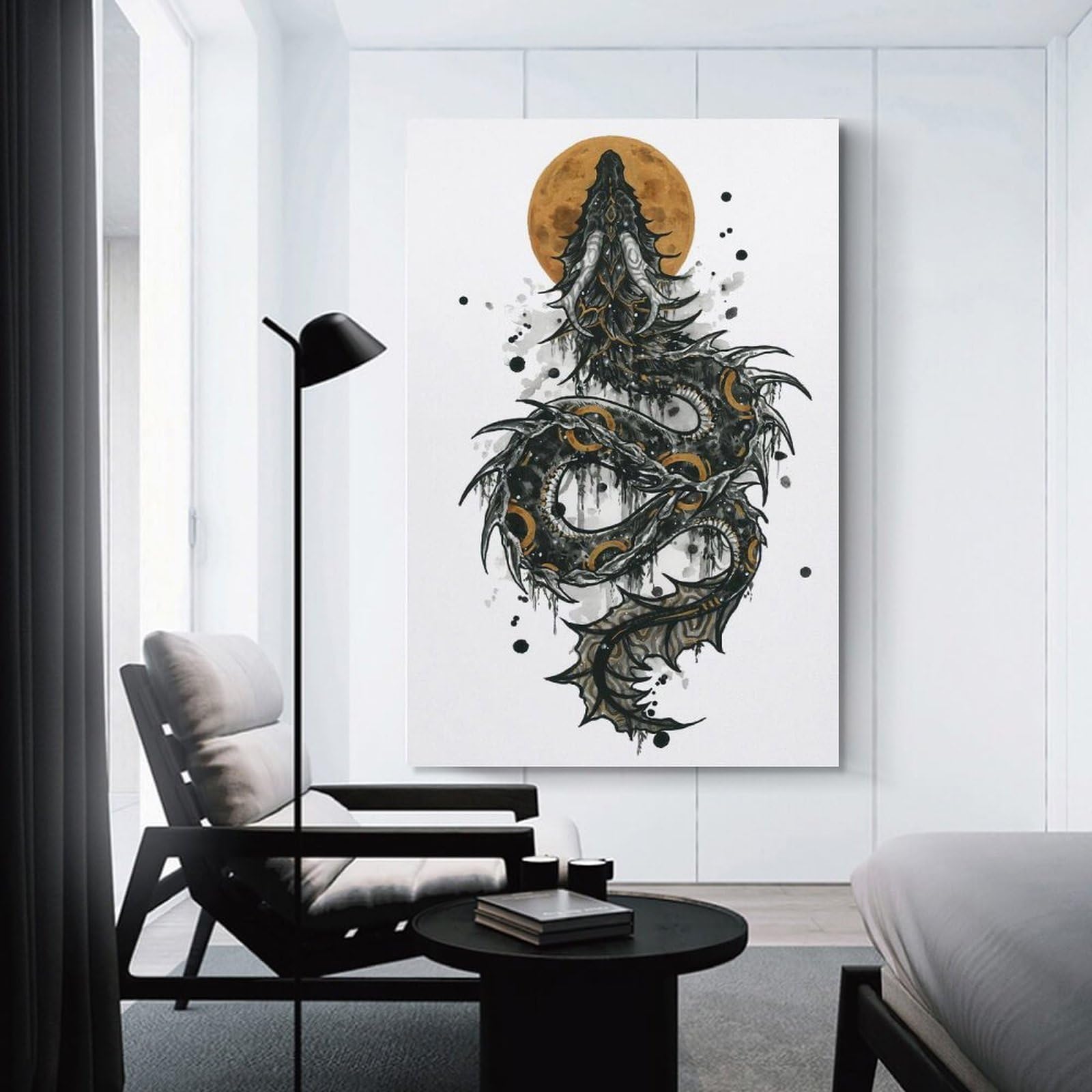Junmoney Bakunawa Canvas Art Print, 12x18inch(30x45cm), for Bedrooms, Workspaces And Everyday Interiors, A Flexible Wall Accent for Shared Spaces