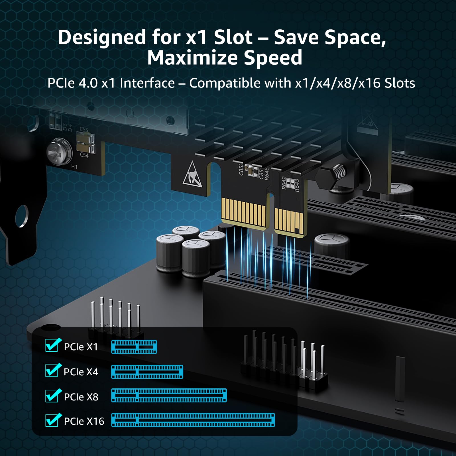 Scheda Di Rete SFP PCIe 10G, Scheda Ethernet YuanLey 10G Base-T Con Controller Realtek RTL8127AT, Adattatore Ethernet PCIe A SFP 10Gb NIC Compatibile Con PCI Express X1, X4, X8, X16, Supporta WOL