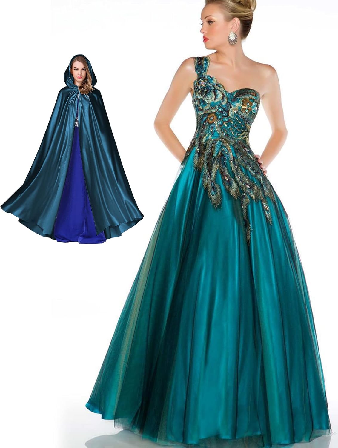 BEAUTELICATE Women's Wedding Hooded Cape Bridal Cloak Poncho Full Length - Image 6