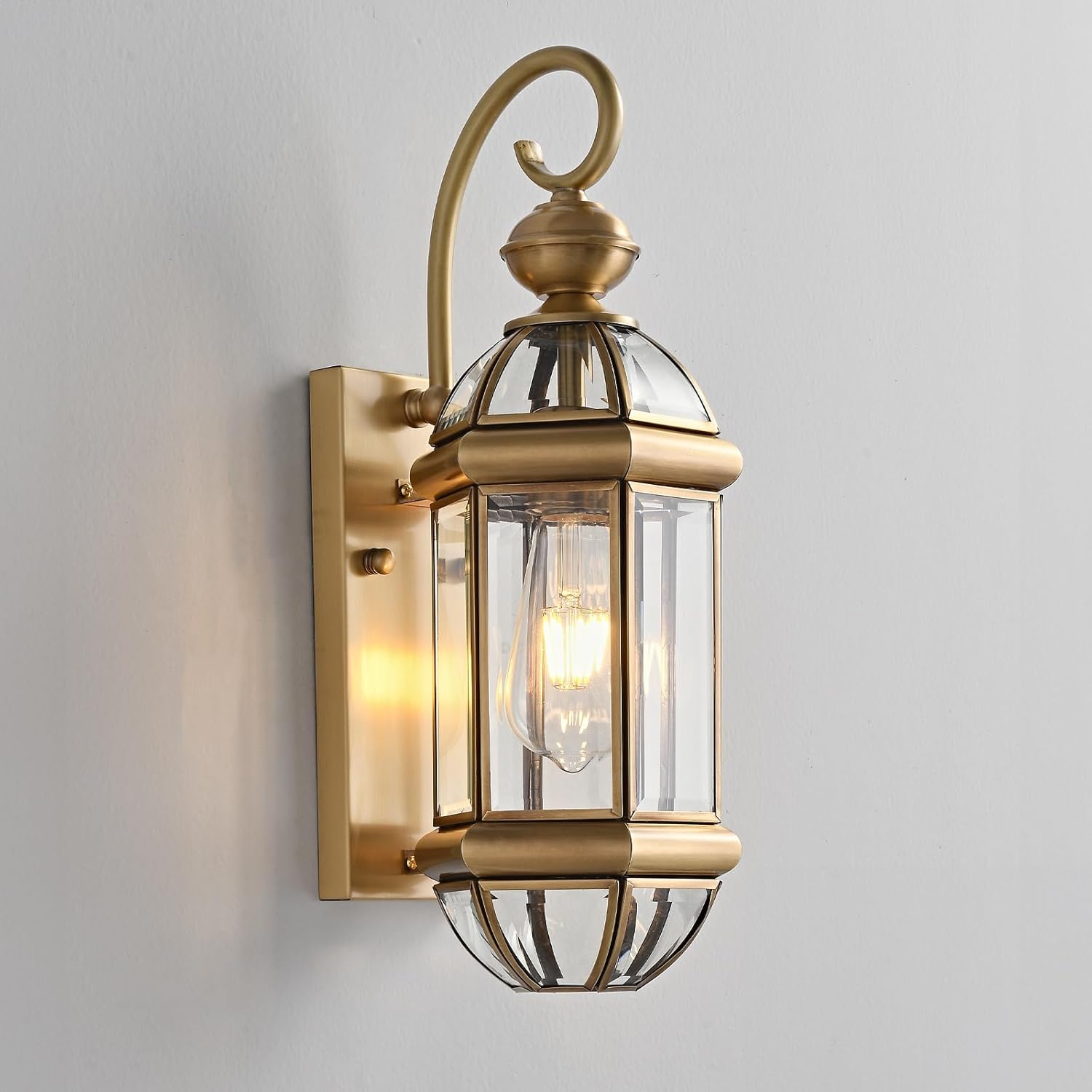 Milaii 17" H Copper Brass Outdoor Wall Light Exterior Lantern Gold Light Fixtures Outside Porch Lights IP65 Waterproof Paito Wall Mount Lighting for House