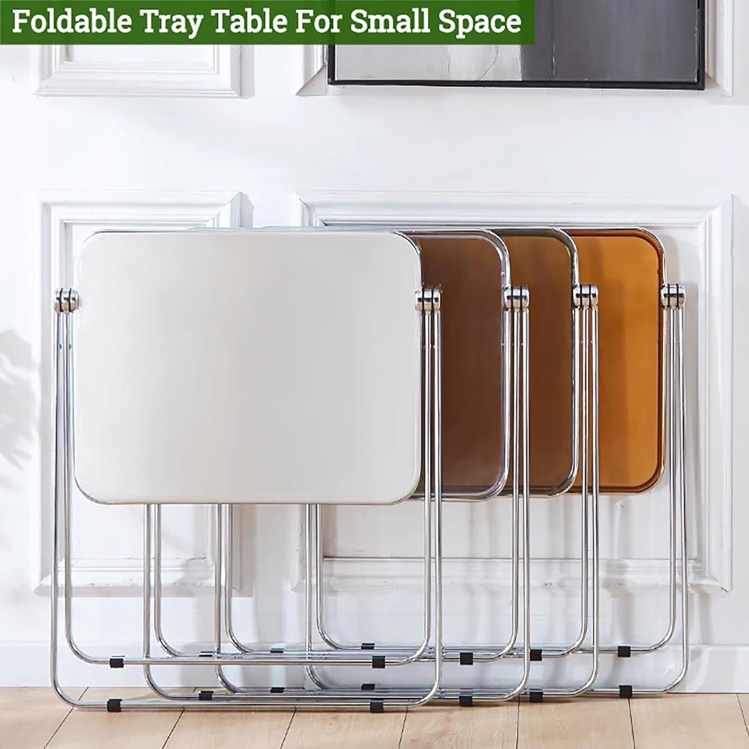 Folding Tray Tables & Chair Set,Acrylic Tv Table,Modern Small Desk Foldable Coffee Side with Chair,for Living Room,Bed Room,Kitchen,Outdoor (Grey Tray Table & Chair)