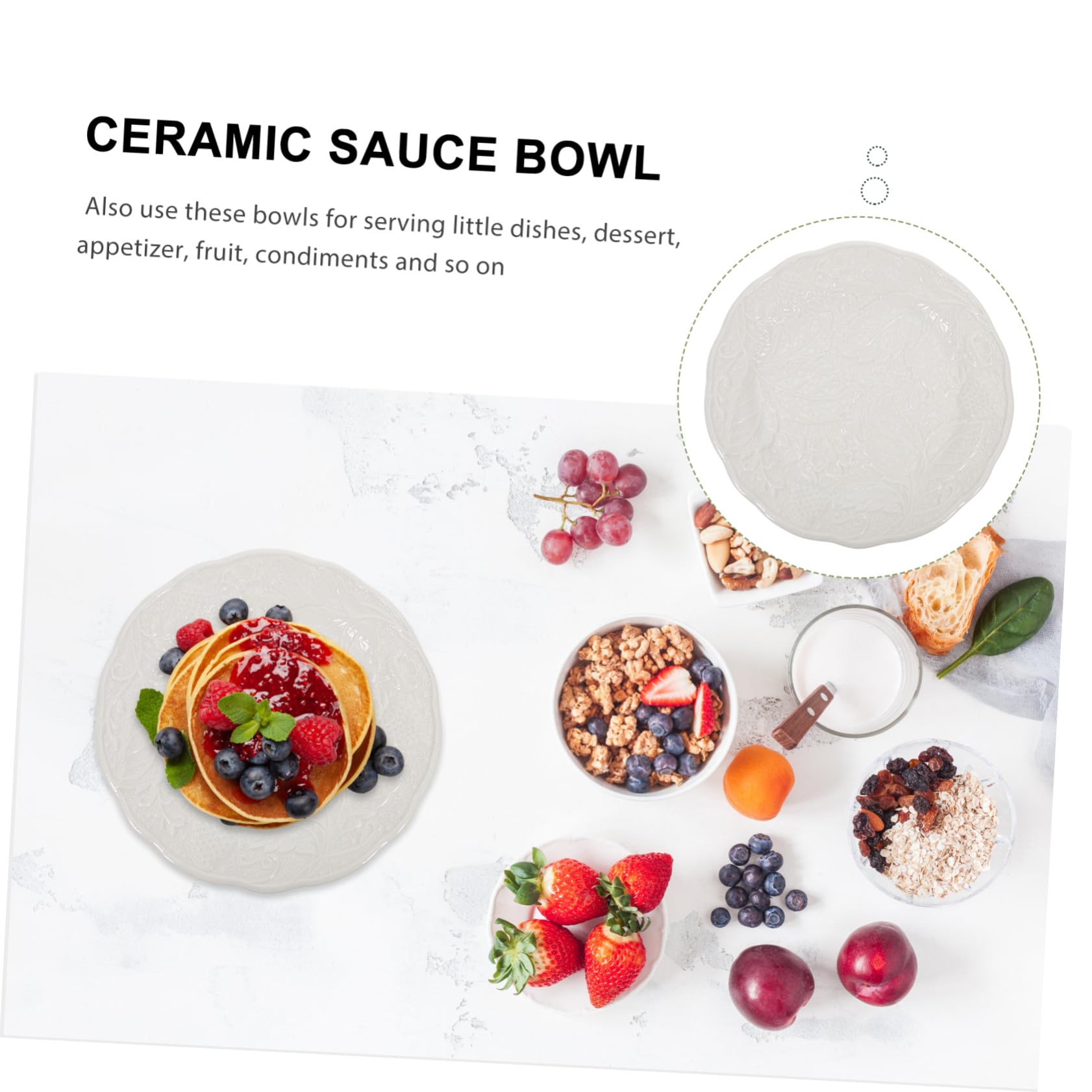 BESTYASH Geprägter Keramik Dessertteller Weiß, Elegant, für Tischdeko | Speiseteller, Geeignet für Hochzeit und Einzug, Festlich zu Weihnachten, Neujahr und Thanksgiving