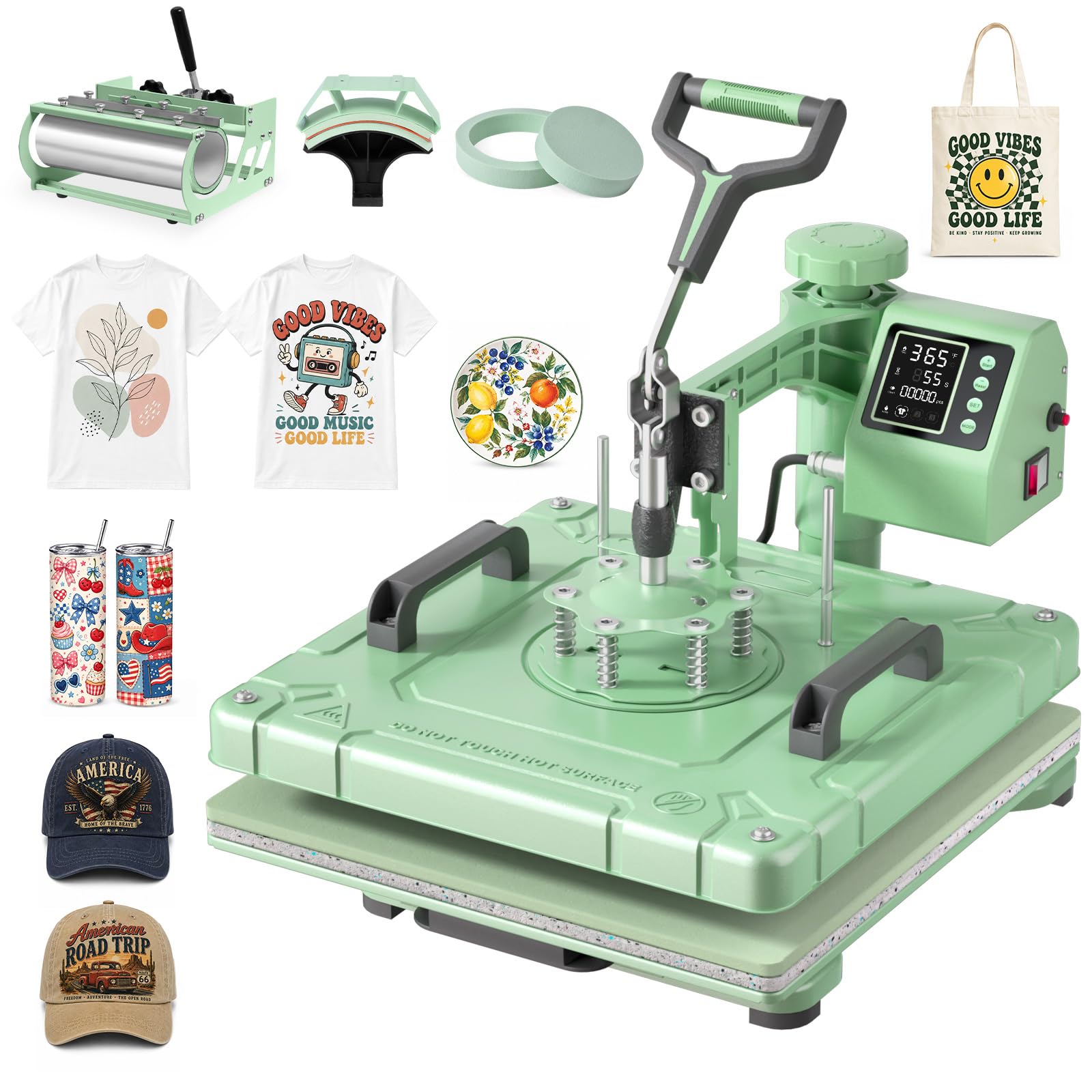 Slendor 15x15 inch 5 in 1 Swing Away Heat Press Machine for T Shirts