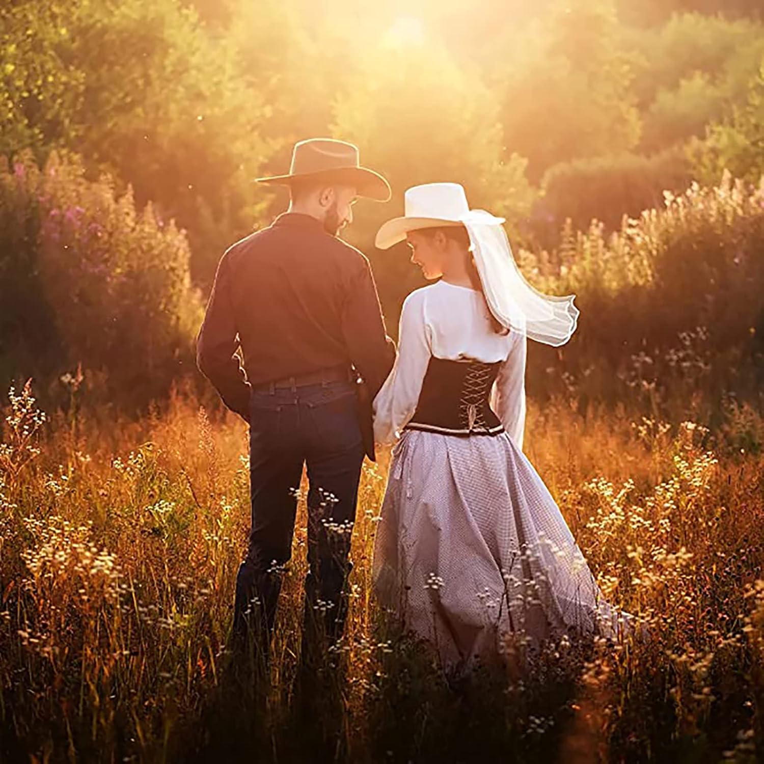 Cowgirl Hat Wide Brim Bridal Shinning White Fedora for Wedding Party Photoshoot Supplies Hats for Adult Women Outdoor with Anti-Slip Band for Girls Large Brim