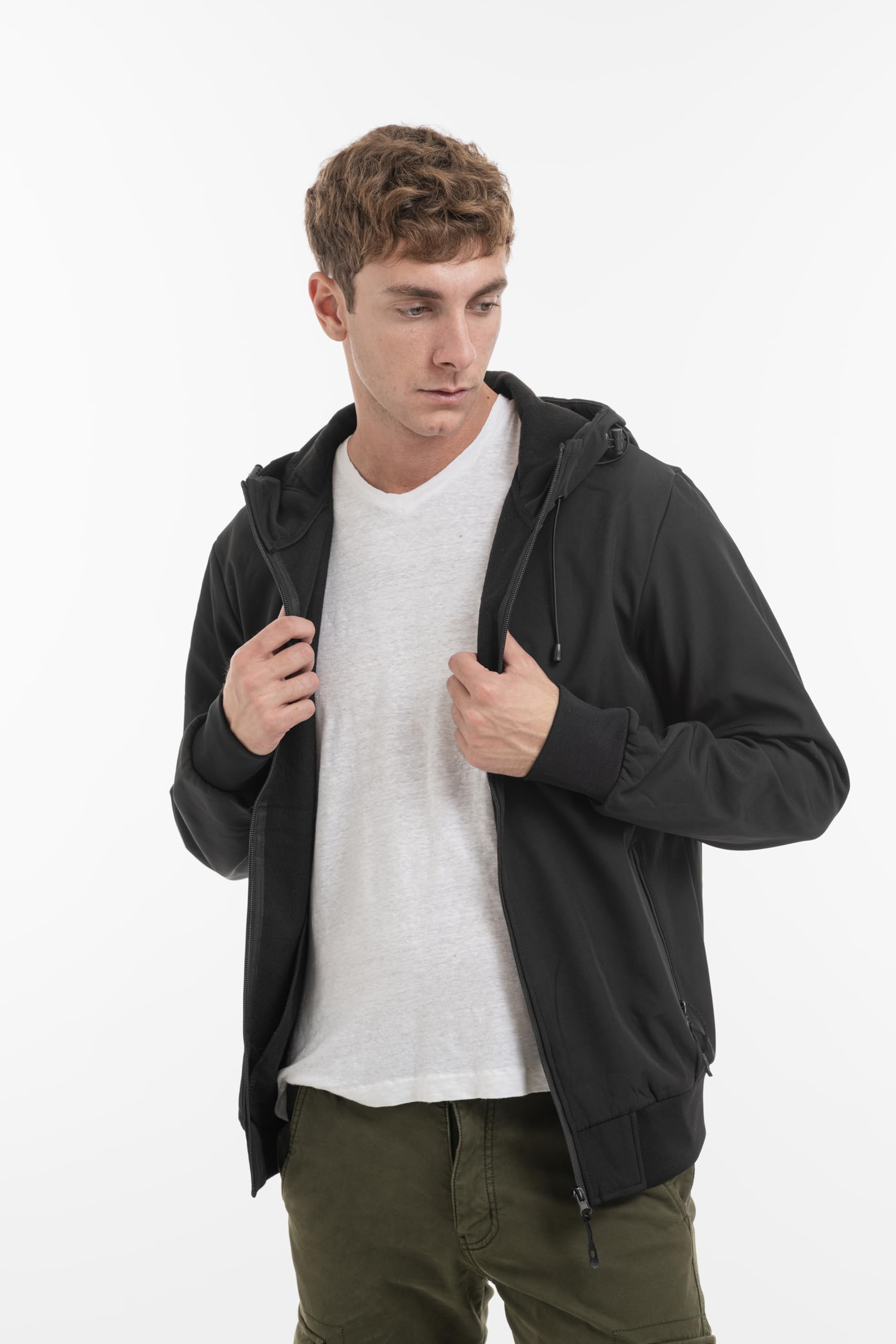 TONY BACKER Giacca Jacket Uomo In Softshell Impermeabile Antivento con Cappuccio Giubbotto Caldo Per Trekking Casual 6860