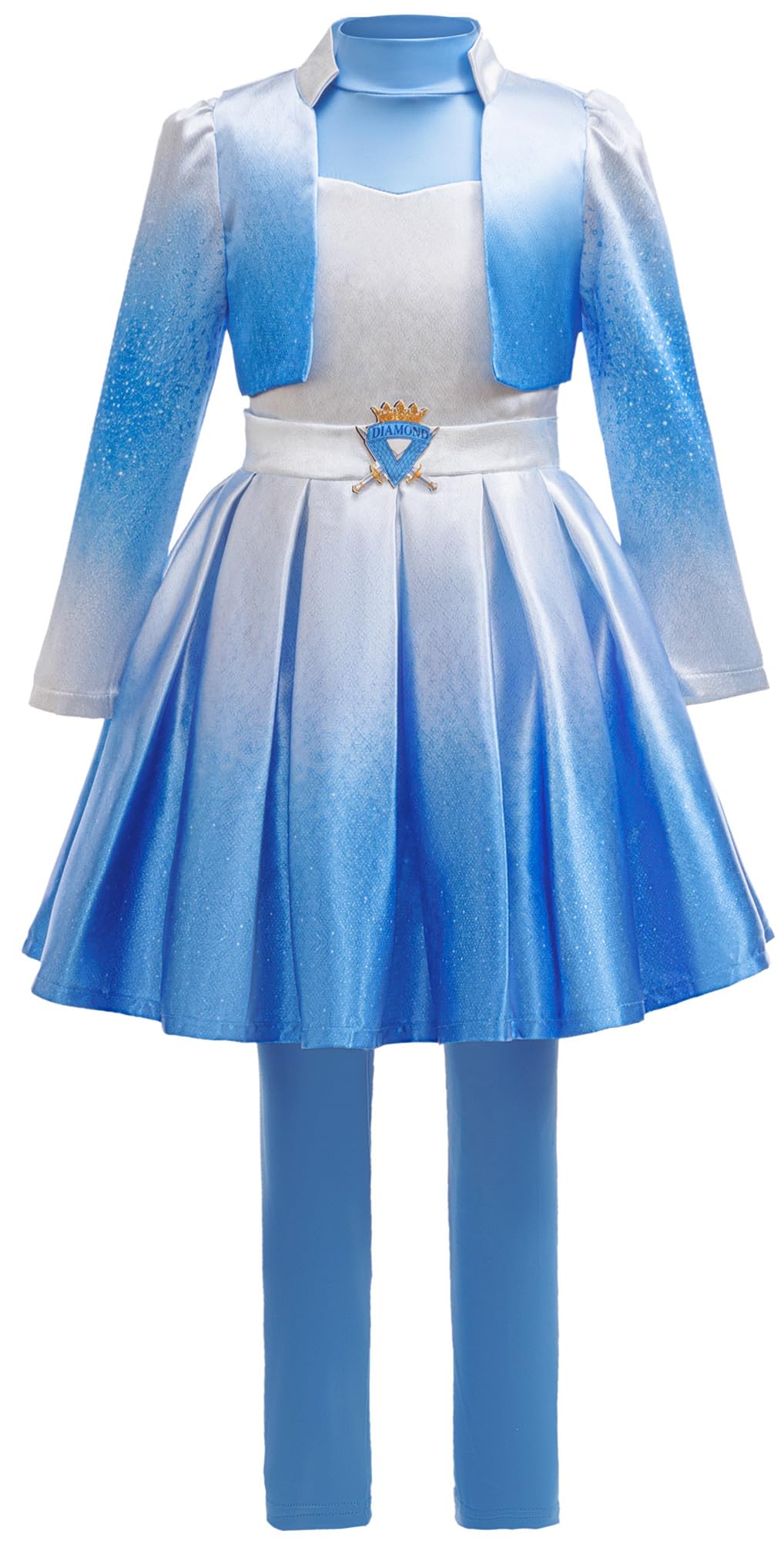 YOGLY Chloe Cosplay Costume Girl Fancy Dress Wonderland Chloe Blue Print Outfit Jacket Dress Trousers Set for Carnival Halloween Party Birthday Masquerade Costume 100-150