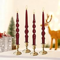 Vista 15 de Velas cónicas en espiral sin perfume, color blanco, 4 velas trenzadas de 7.5 pulgadas, hechas a mano, para cena, boda, decoración del hogar