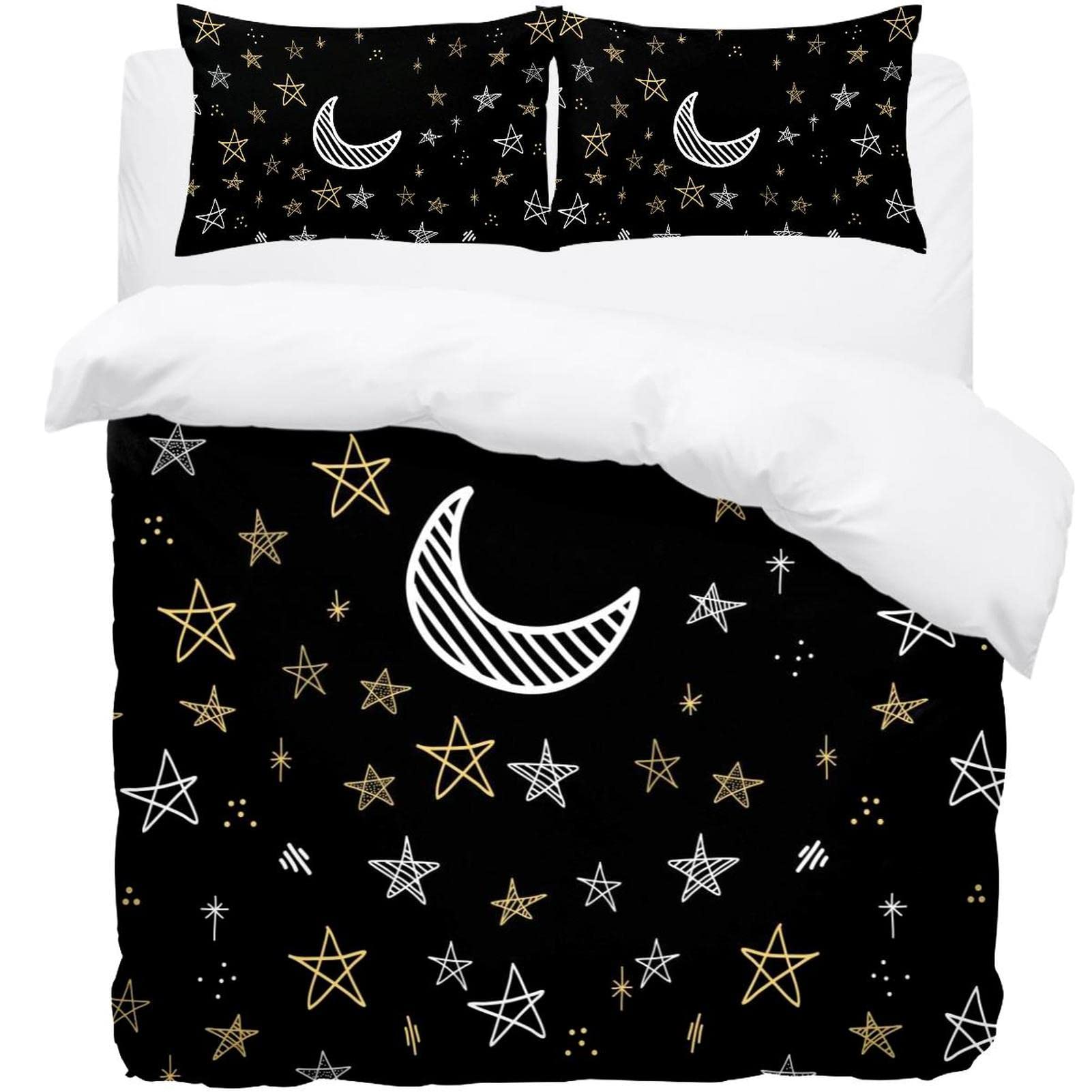 Housse de couette Moon Star Night parure de lit au tissage fin super doux