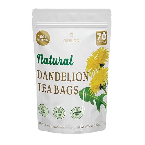 70 bolsas de té de raíz de diente de león orgánicas de primera calidad, 100% natural y orgánico, sin OMG, raíz de diente de león pura, bolsas de té