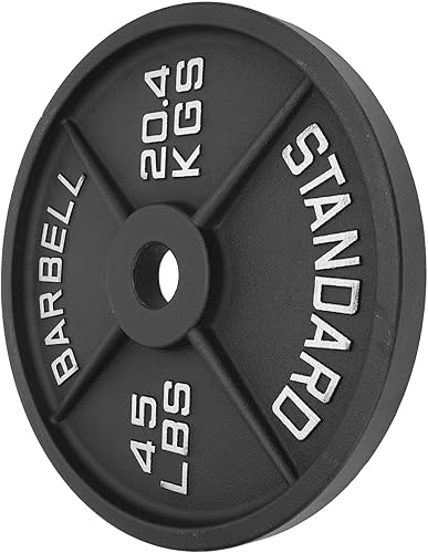 Miniatura 7 de 45LB Barbell Plate, Alloy Steel Cast Iron, 4 Design for Strength Training - High Strength, Long Lasting Durability, Ideal for Weightlifting and