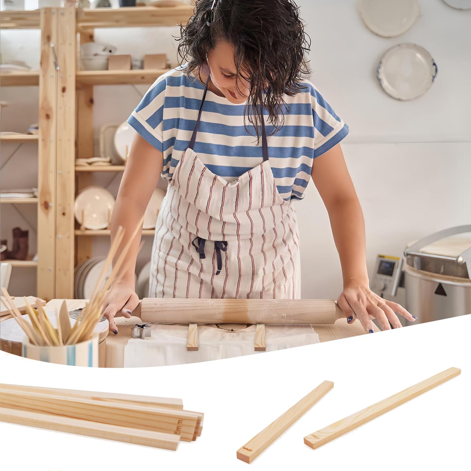 LZYDKH 10 stuks houten platen, pottenbakkersgereedschap, pottenbakkersaccessoires, deegrollergeleiders, geleiders, afstandhouders, bakken voor aardewerkplaatsen, doe-het-zelvers, 5 maten 3/4/5/6/7 mm