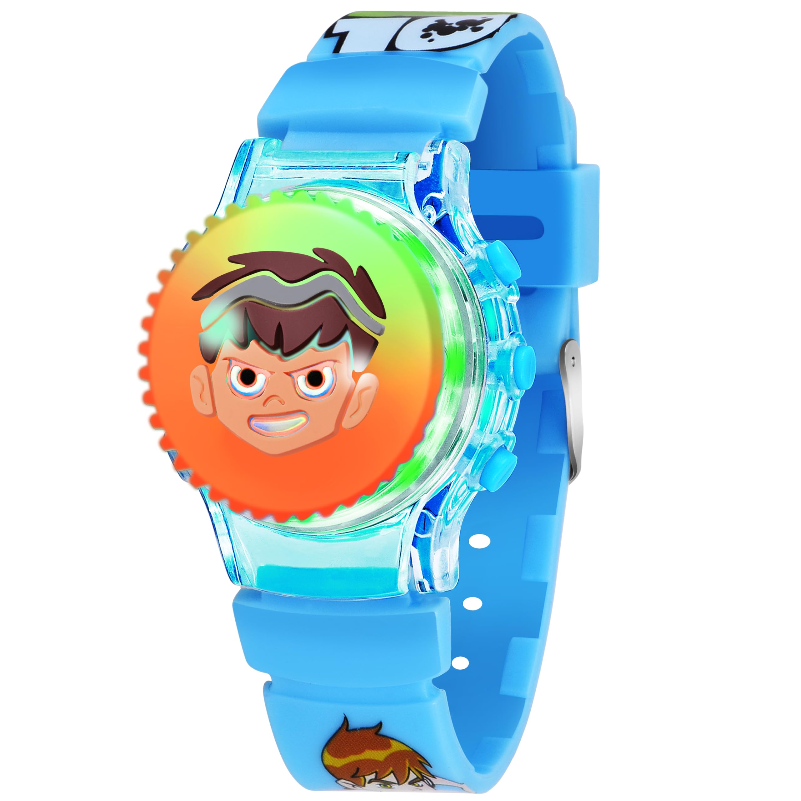 Shocknshop Nylon Digital Kid Children Cartoon Toy Rotating Top With Lights Watch For Boys -W101 (Sky Blue), Multi-Color Dial, Blue Band (B0CMJBBF21) Amazon Price History, Amazon Price Tracker