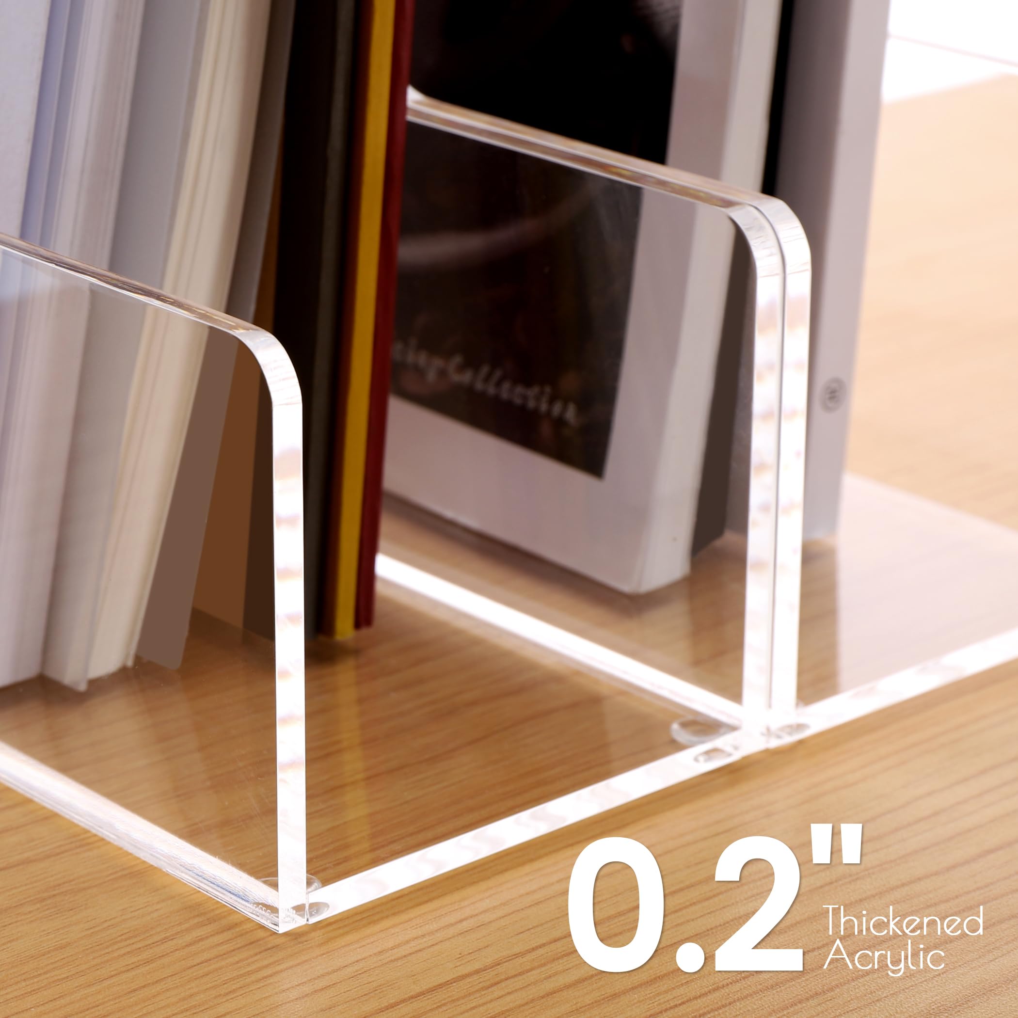SANRUI Magazine File Holder Rack Organizer Desk Organizer Clear Acrylic Vertical 2-Pack - Image 4