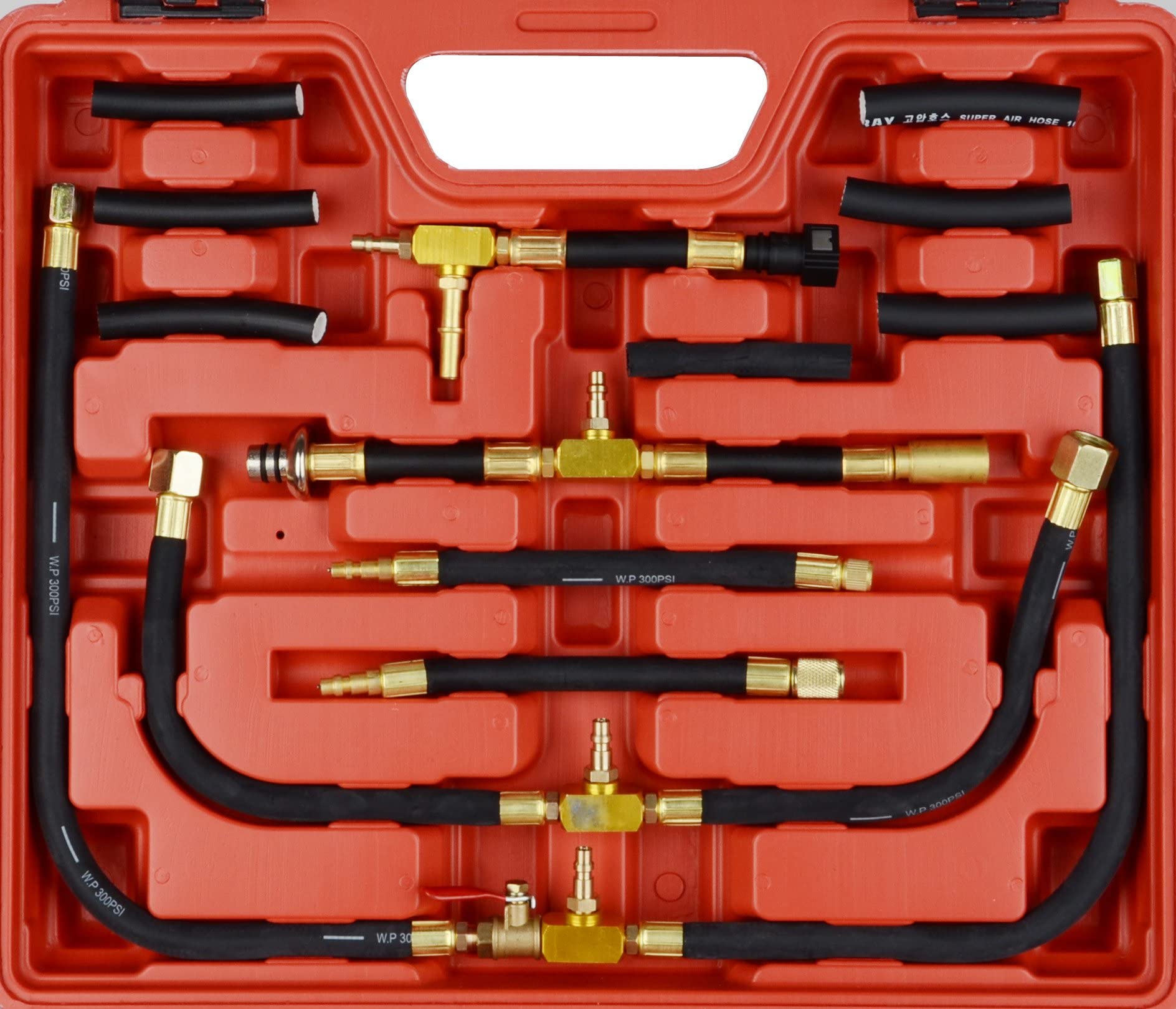 DAYUAN Fuel Injection Pressure Tester Kit, 0-140 PSI Gauge Dual Dial for Accurate Reading