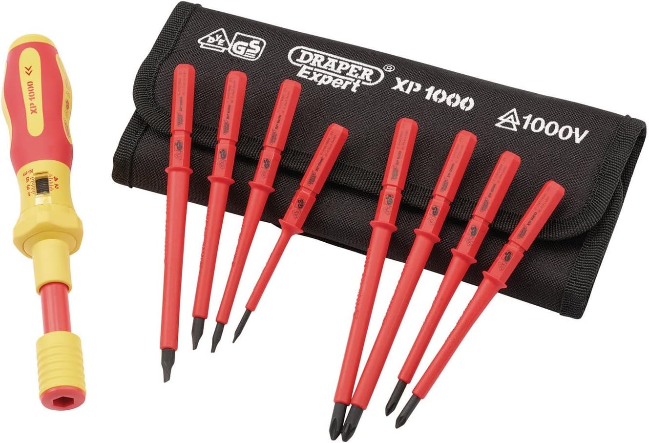 XP1000 9 Piece Torque Screwdriver Set | VDE Dual Insulated Interchangeable Blade | Electrical Tool Driver Set | Hand Tools Set | 65372