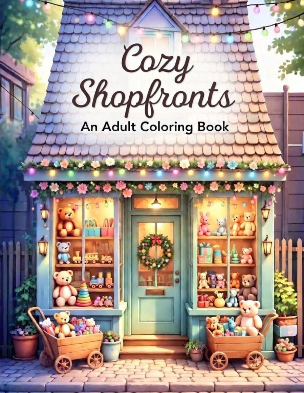 Cozy Shopfronts Adult Coloring Book: 50 Detailed and Whimsical Boutique Windows, Charming Stores and Cozy Architecture for Relaxation and Stress Relief