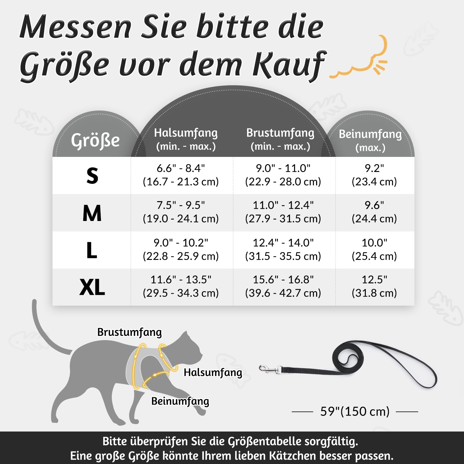 rabbitgoo Katzengeschirr mit Leine Ausbruchsicher, Katzenleine mit Geschirr, Katzengeschirr Kitten Verstellbar Weich Kätzchenweste mit Reflektierenden Streifen für Extra Kleine Katzen, Schwarz S