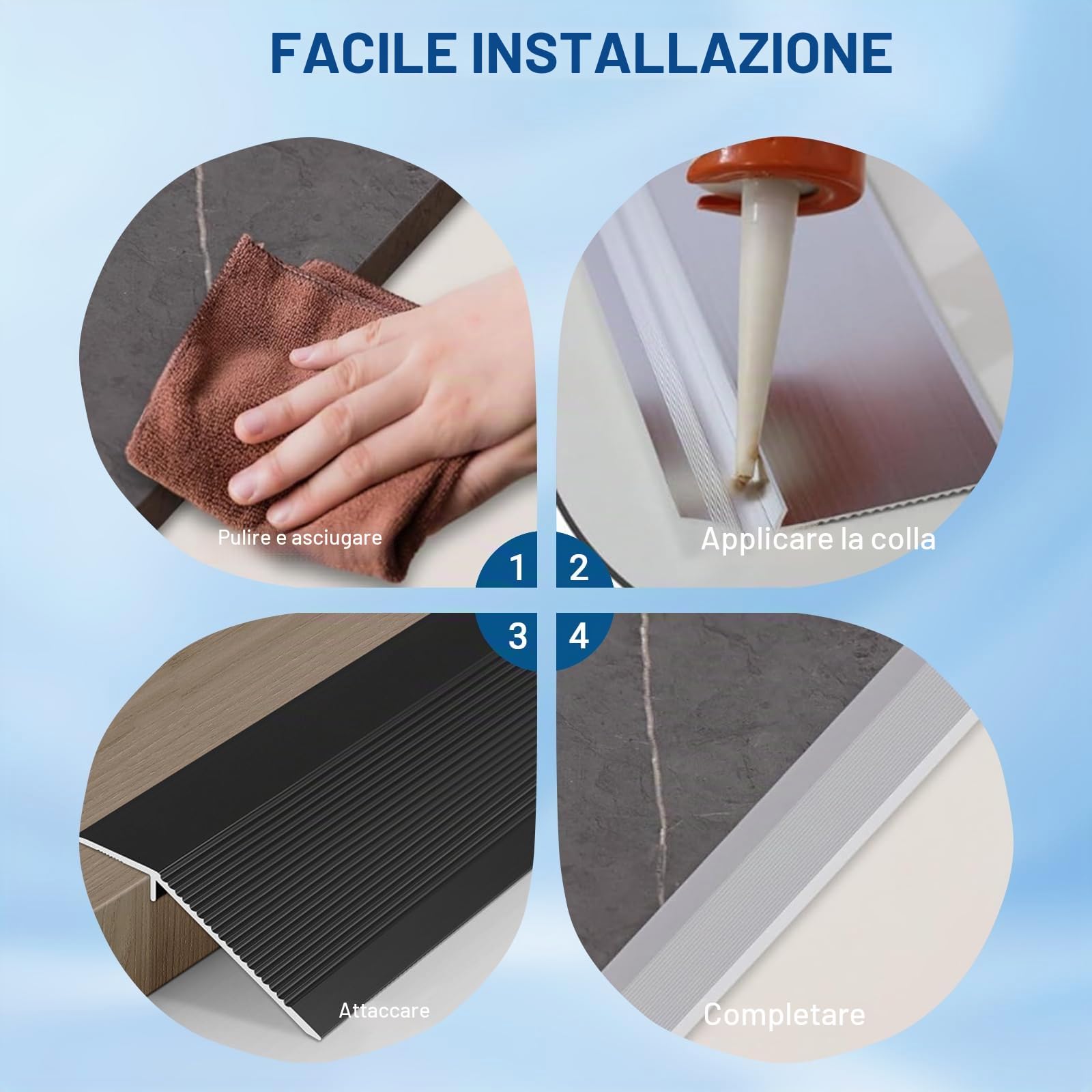 Strisce di transizione per pavimento in alluminio, 0,9 m x 10 cm, autoadesive con bilanciamento dell'altezza 8-40 mm, listello di transizione per laminato, piastrelle, legno, rampa per