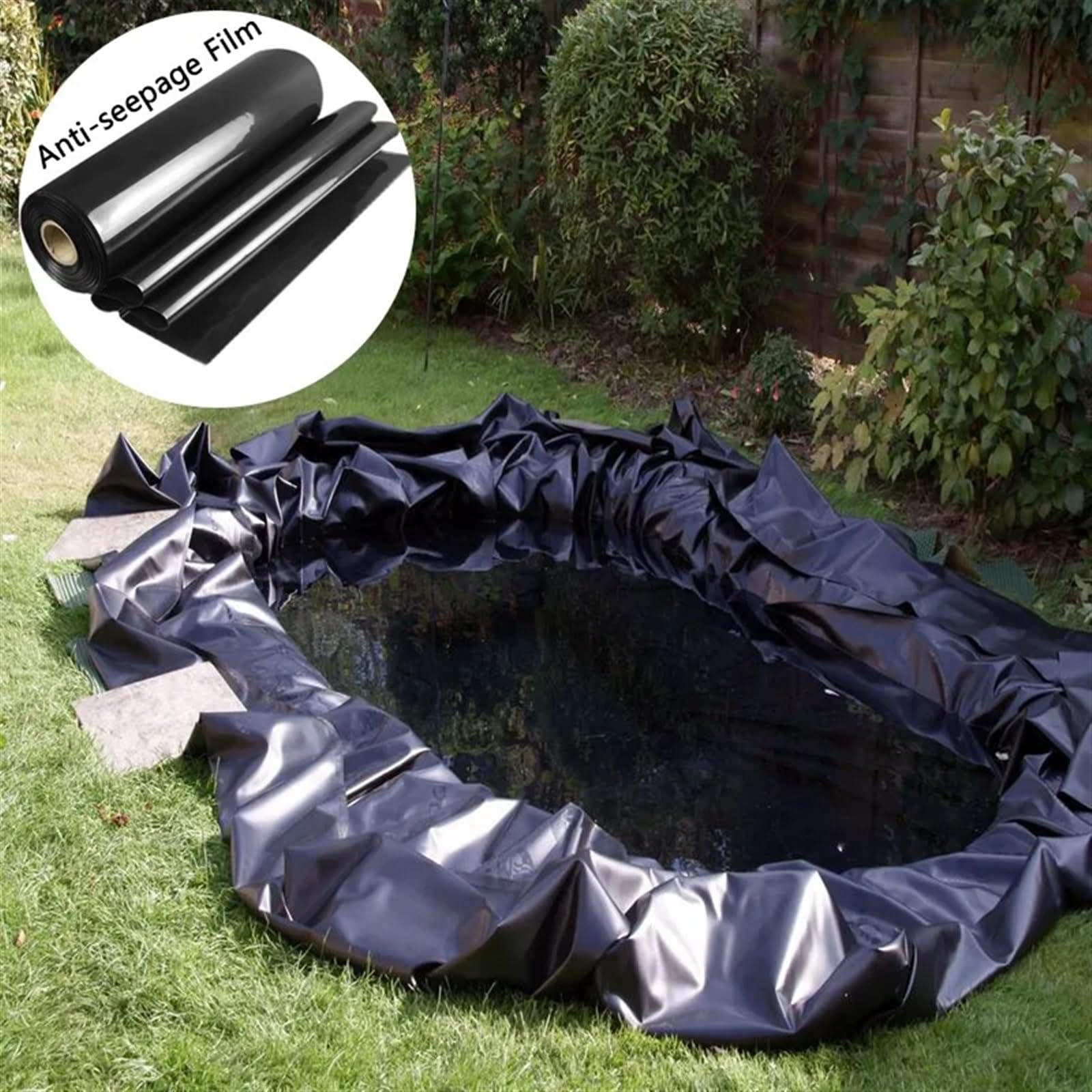 Liner para estanque de jardín Revestimiento for estanque de peces, espesor de jardín, paisajismo, piscina, membrana impermeable, película antifiltración for estanque de acuicultura(1.5x12m,Thickness 0