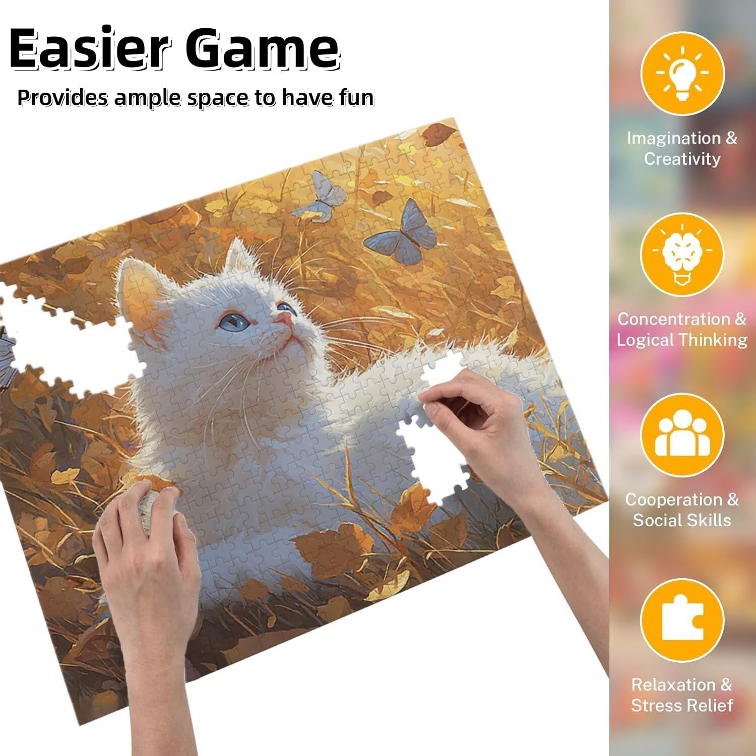 Jigsaw Puzzle, 2000 Pezzi Puzzle Classici, Gatto Bianco Puzzle Rilassamento Intelligence, Mpossibile Difficile Puzzle Impegnativo per Adulti Puzzle Gioco Familiare, Regalo per Amore Animali fr0-918