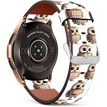 Mingdao Compatible with Galaxy Watch 7 6 5 4 3 1 / Watch5 Pro/Ultra/Active 1 2 / S2 / S3 / Gear Sport Stylish PU Leather Band Replacement Strap, Owls