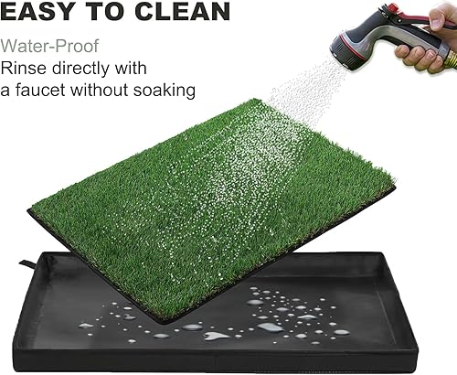 Miniatura 5 de HQ4US 4LEGS Almohadilla de césped para perros con caja de arena plegable para perros, base de forro extra grande (44 x 34 pulgadas) para balcón, 2