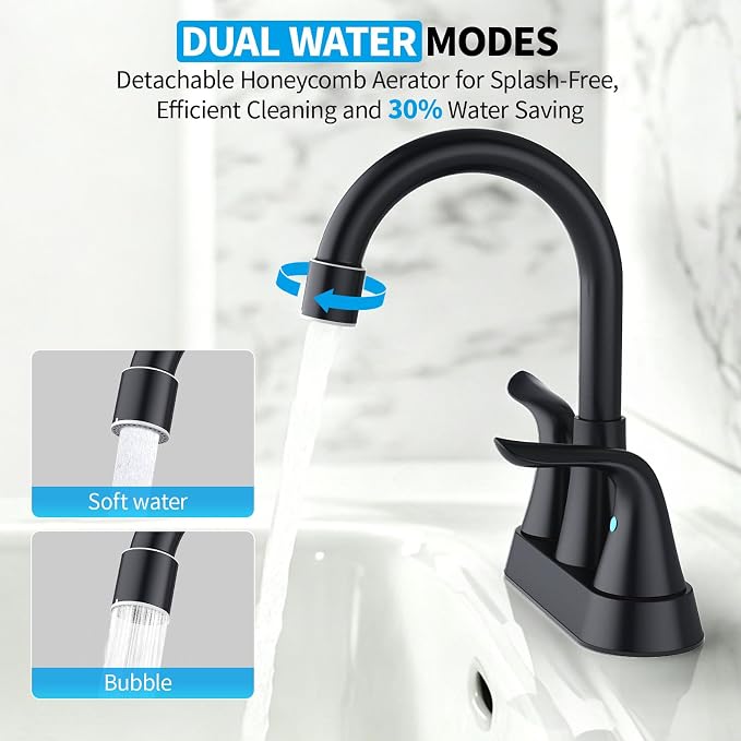 Grifería de baño 2 llaves 2 orificios negro mate miniatura 4