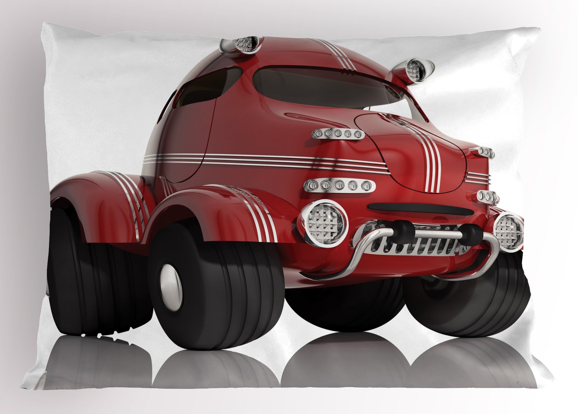 Ambesonne Cars Pillow Sham, 3D Style Car Traffic Transport Technology Prototype Vehicle, Decorative Standard Size Printed Pillowcase, 26