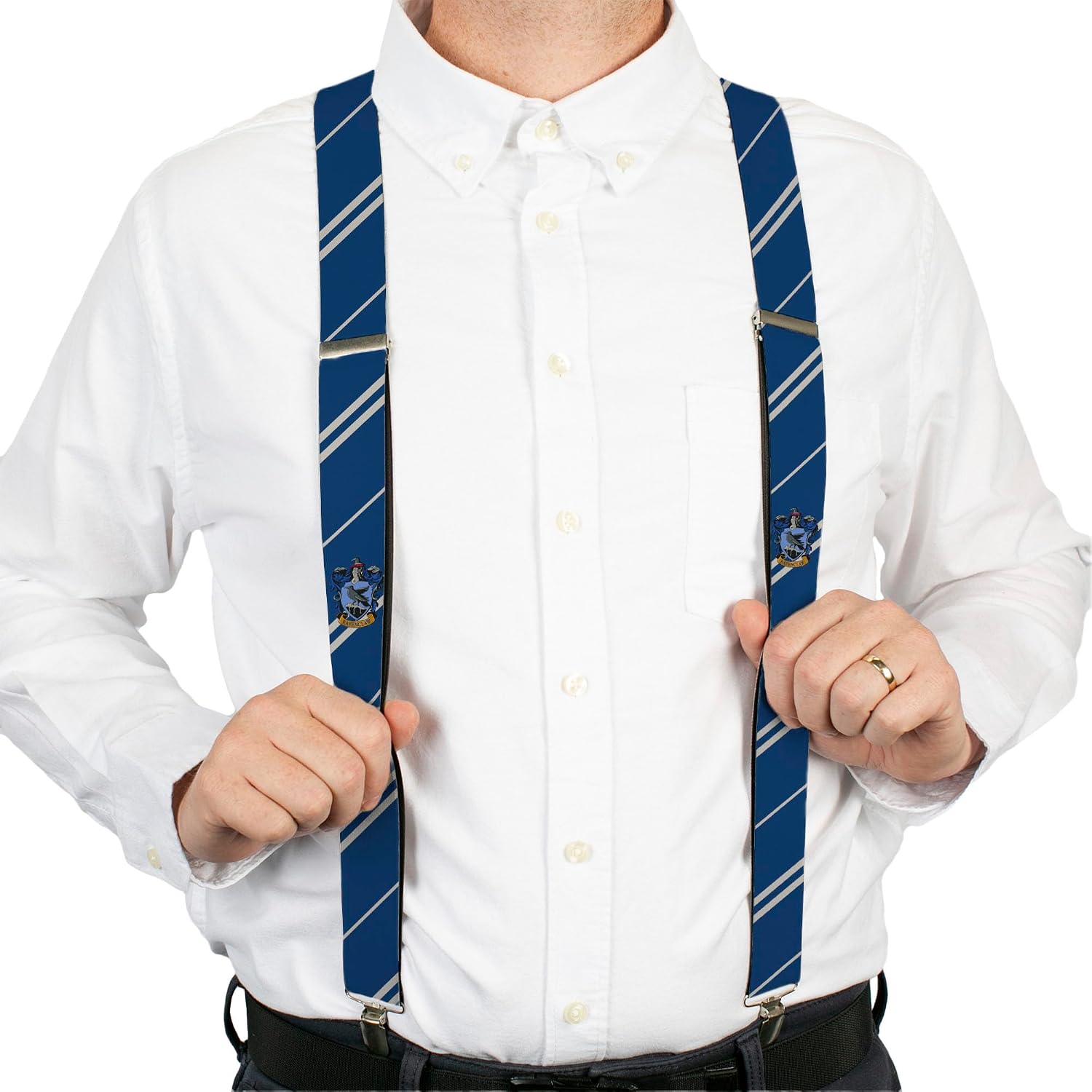 Buckle-Down Suspenders - Ravenclaw Crest/stripe Blue/gray Accessory