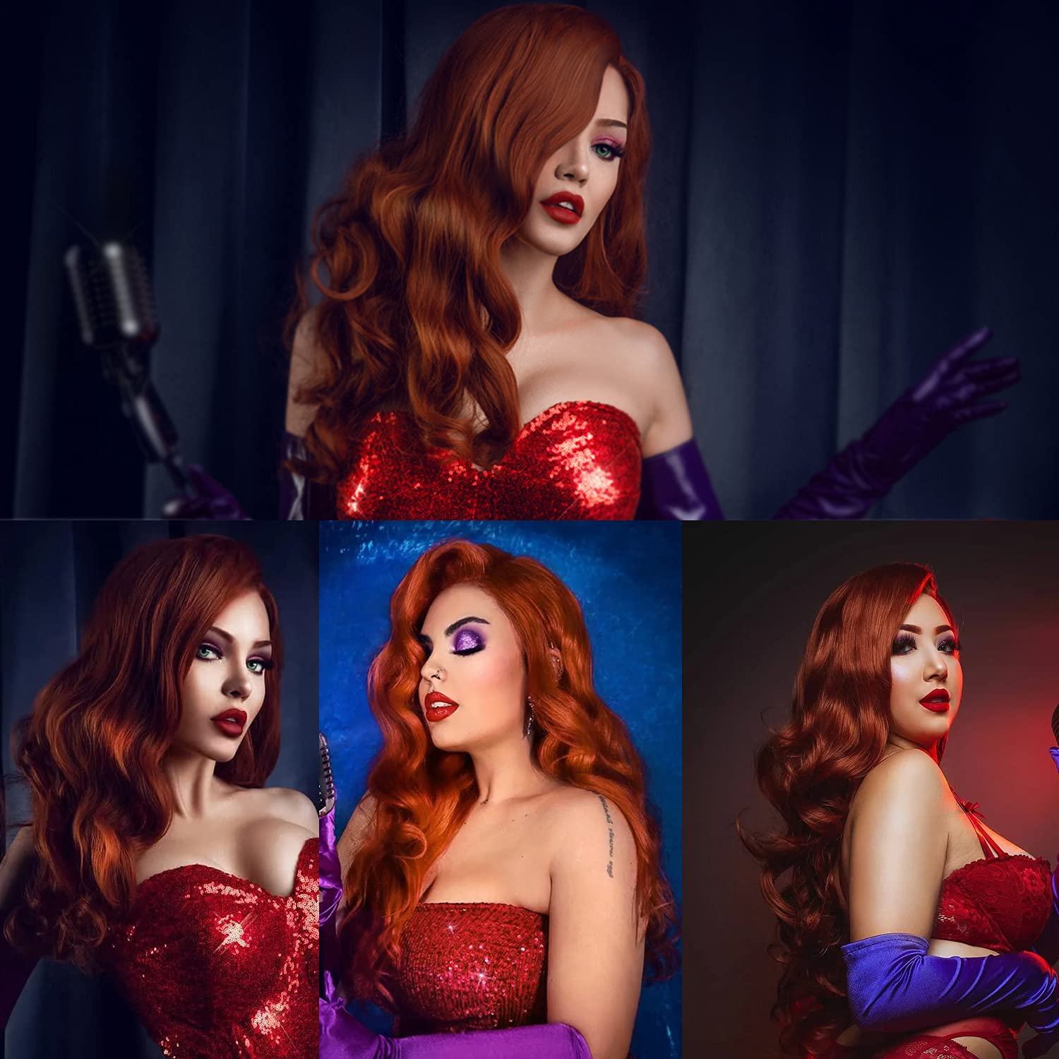 Amazon.com: FOVER Wigs for Jessica Rabbit Costume Copper Red 