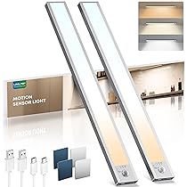LROLTEF Luce LED Sottopensile Cucina 50CM 3000mAh 3 Temperature Colore Sensore di Movimento per Luci – Luce Armadio Lampada Dimmerabile per Cucina Scale Soggiorno Bagno| 2 Pezzi