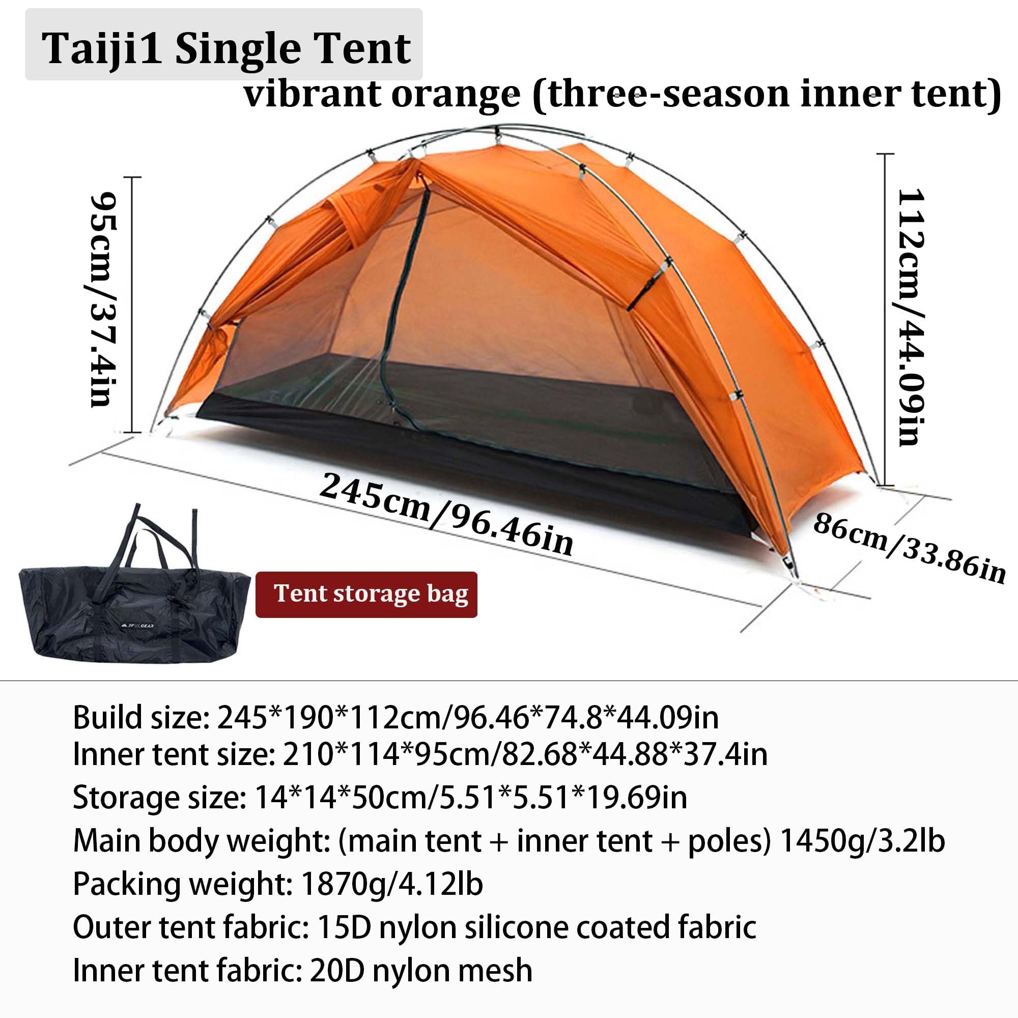 3F UL GEAR Taiji 1 Tent 5000+mm Waterproof 3 Season 15D Nylon 1