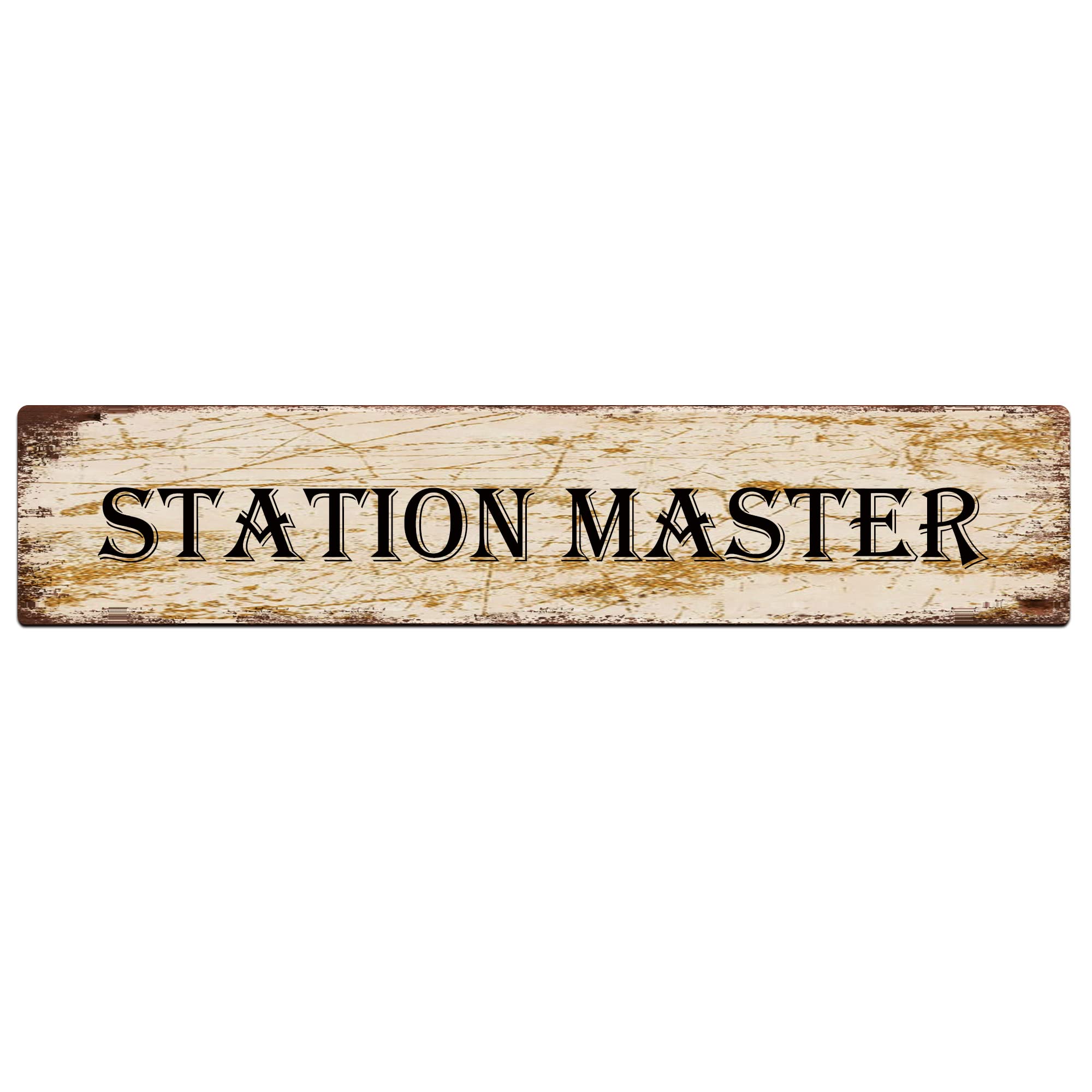 Station Master Retro Tin Signs Aluminum Metal Sign for Kitchen Home Garden Wall Bar Cafe Decor 4x16 Inch