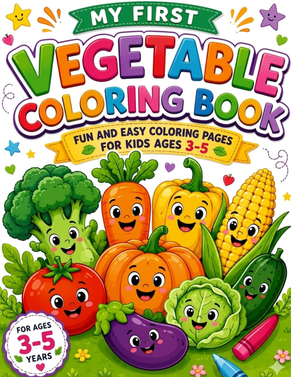 My First Vegetable Coloring Book.: Fun and Easy Coloring Pages for Kids Ages 3-5