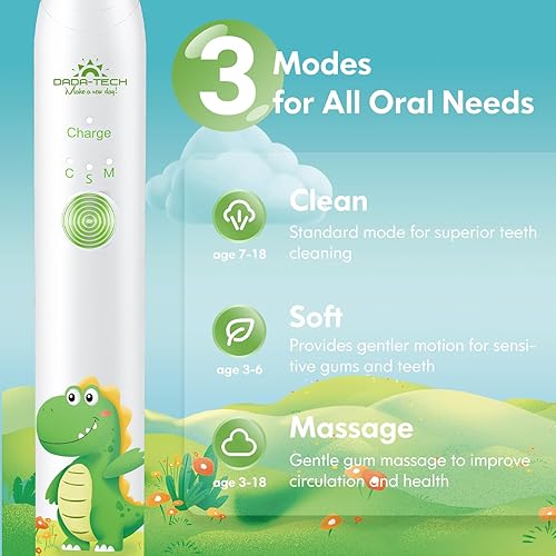 Miniatura 4 de DADA-TECH Cepillo de dientes eléctrico para niños recargable, cepillo de dientes suave con temporizador alimentado por tecnología Sonic para niños y