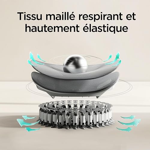 Hbada E3 Air Chaise de Bureau Ergonomique Fauteuil de Bureau - Soutien Lombaire Dynamique 3 Zones, Appui-Tête 3D Réglable, Accoudoirs 3D Réglables, Pivotant sans Repose-Pieds, Gris - 5