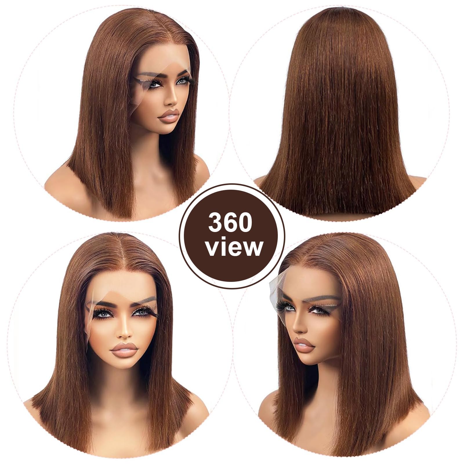Amazon.com : FJsuprise 14 Inch Chocolate Brown Bob Wig Lace 