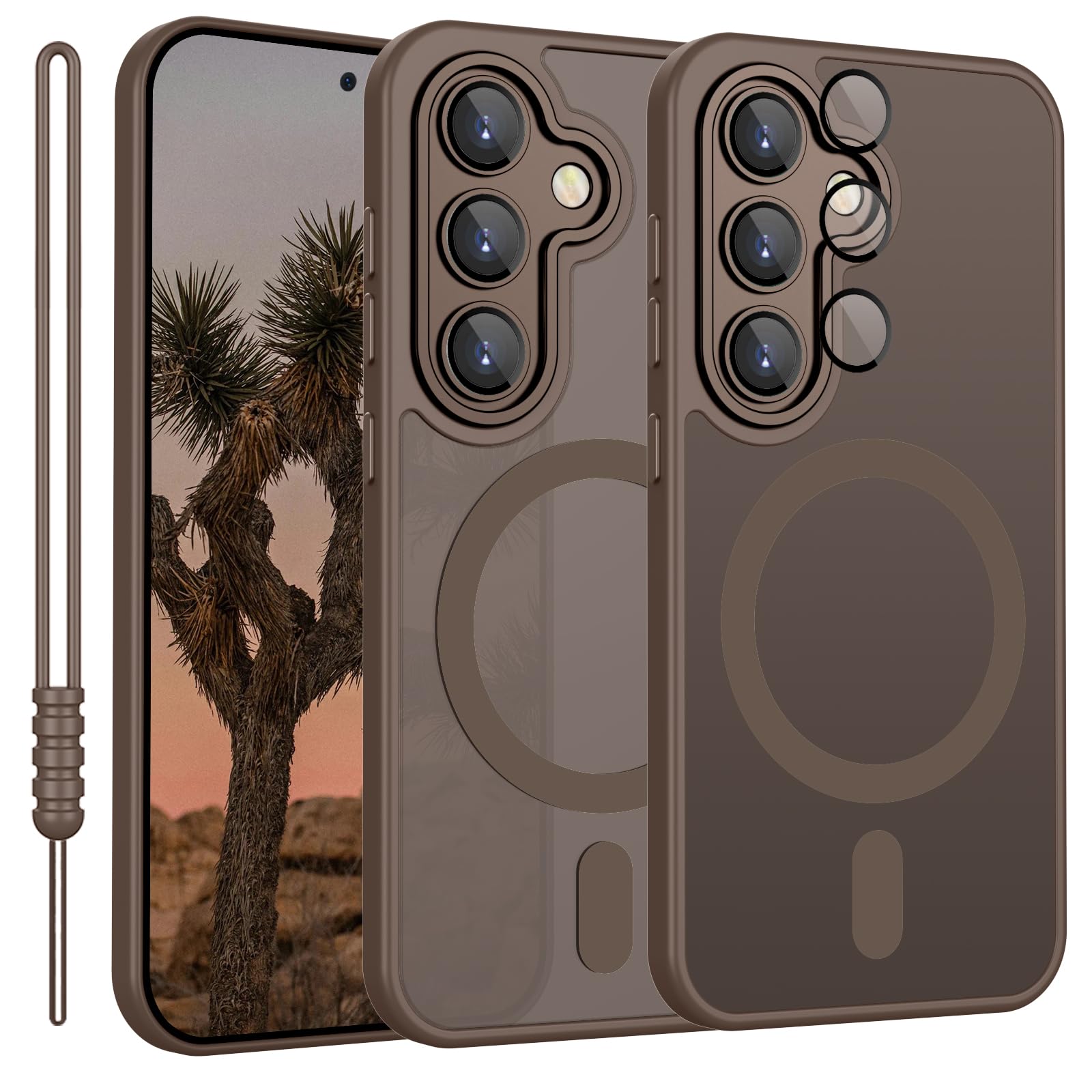 YUANDMI für Samsung Galaxy S26 Plus Hülle kompatibel mit MagSafe, Handyhülle für Samsung Galaxy S26 Plus Magnetisch Matte Touch Kameraschutz, rutschfest Kratzfest Schutz Stoßfest Hülle Braun