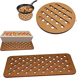 Kit com 8 Descansos de panela e 4 Suporte de travessas para Apoio De Mesa, Cozinha, Decoração, Design minimalista MDF
