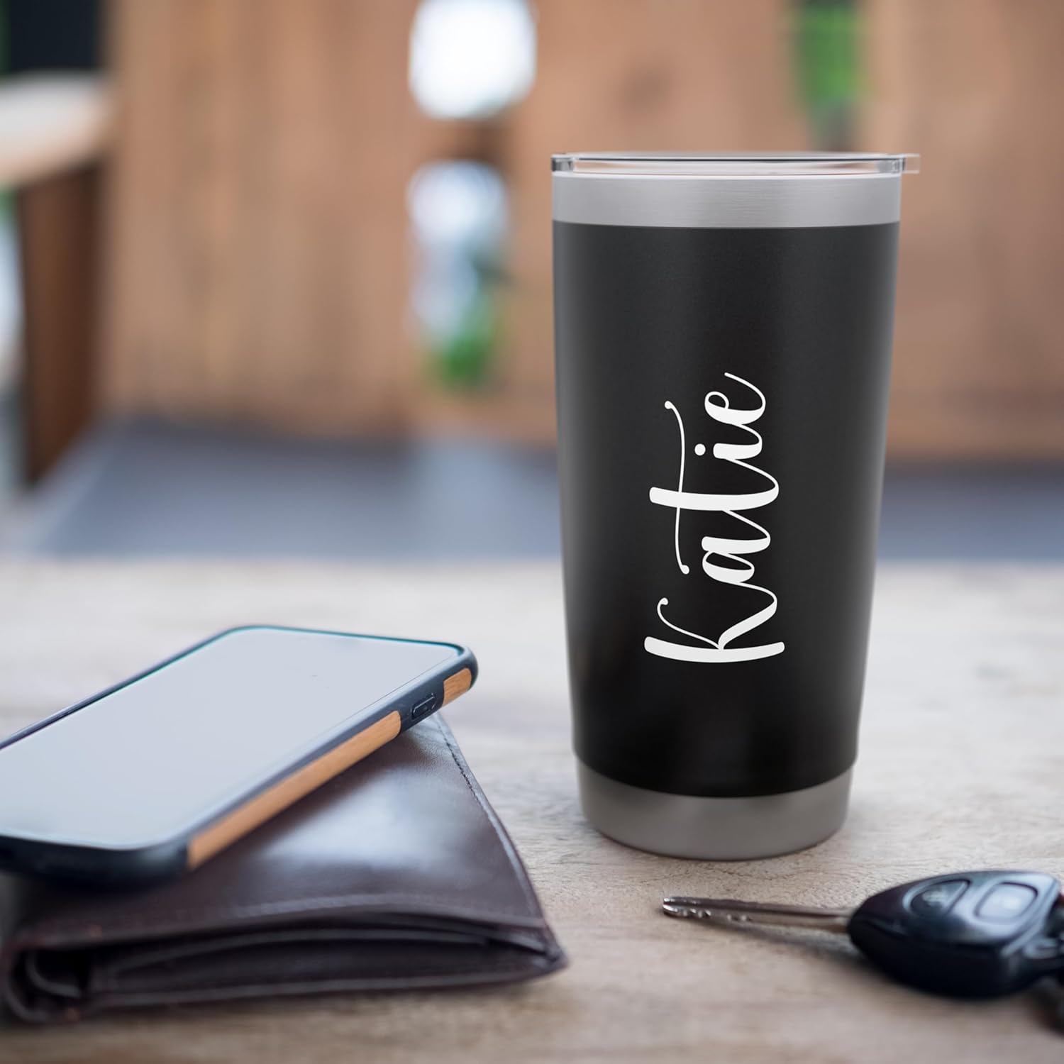 Katie Personalized Name Travel Mug Stainless Steel Insulated Tumbler - Image 7