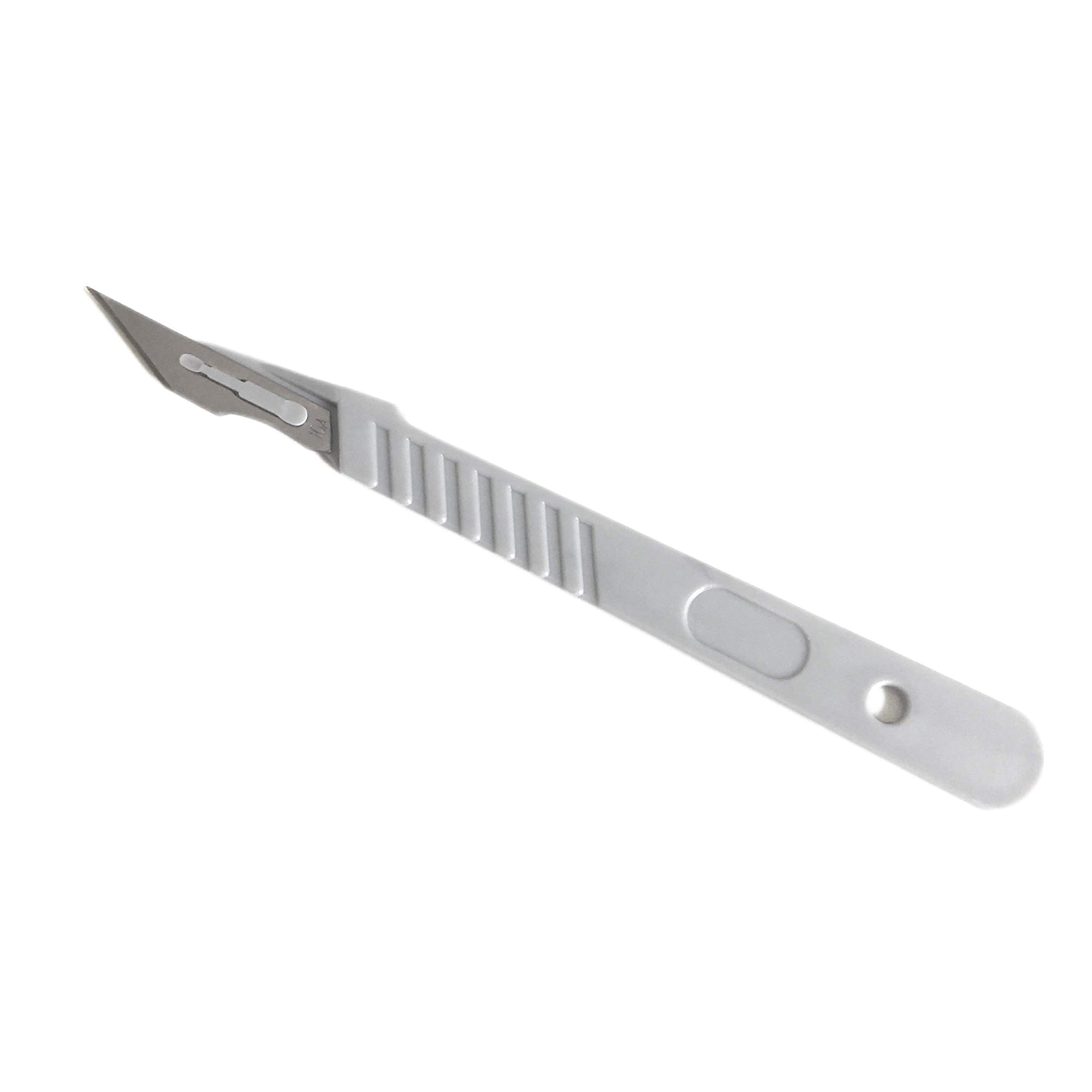 Lab Disposable Scalpels, High-Carbon Steel Blades, Plastic Handle Individually Foil Wrapped, Box of 10 (10A)