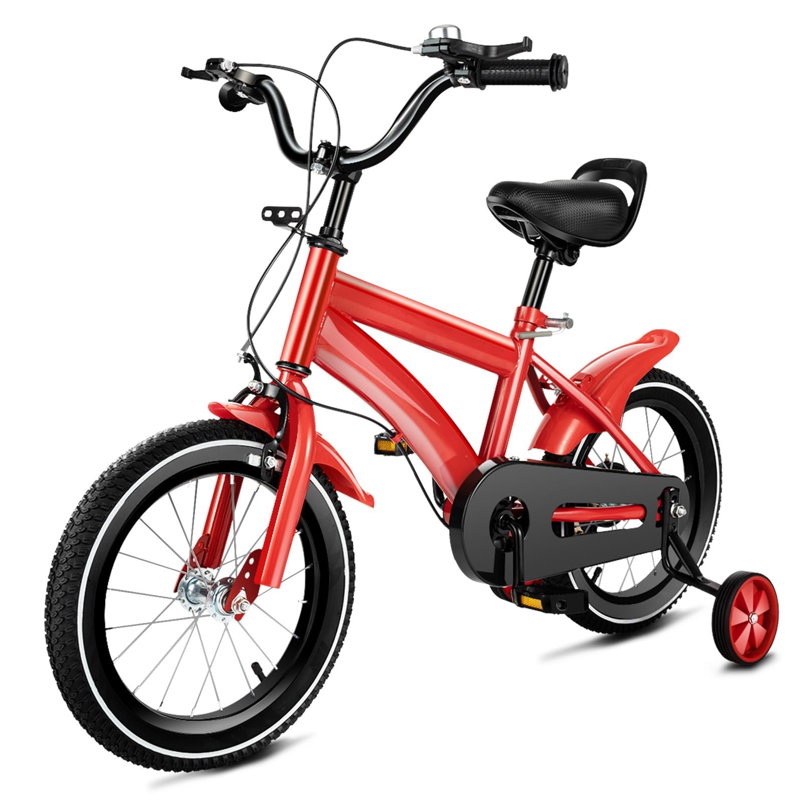 MIUKYUI Kinderfahrrad 14 Zoll, Fahrrad ab 3-6 Jahre für Mädchen Junge, Weiß Kinderrad mit Schutzblech & Kombinierte Vorder- und Hinterradbremse, aus 